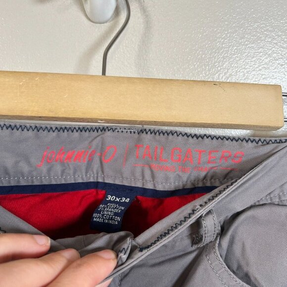 Johnnie-O Tailgaters Pants Size 30x29 Gray Lined Insulated Chino Flat Front - Picture 3 of 13